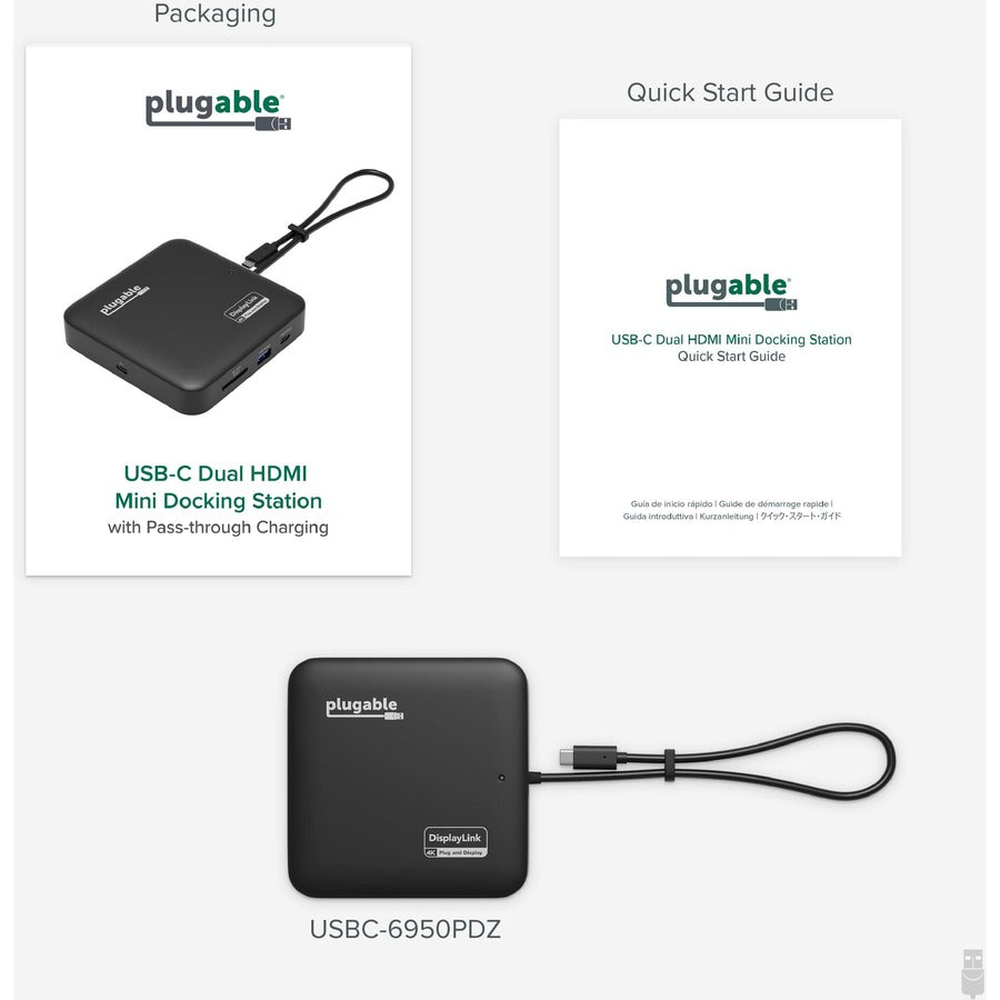 Alternate-Image6 Image for Plugable 7-in-1 USB C Docking Station Dual Monitor - Dual HDMI Dock is Compatible with Mac and Windows