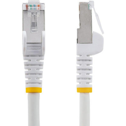 Alternate-Image1 Image for StarTech.com 15ft CAT6a Ethernet Cable, White Low Smoke Zero Halogen (LSZH) 10 GbE 100W PoE S/FTP Snagless RJ-45 Network Patch Cord