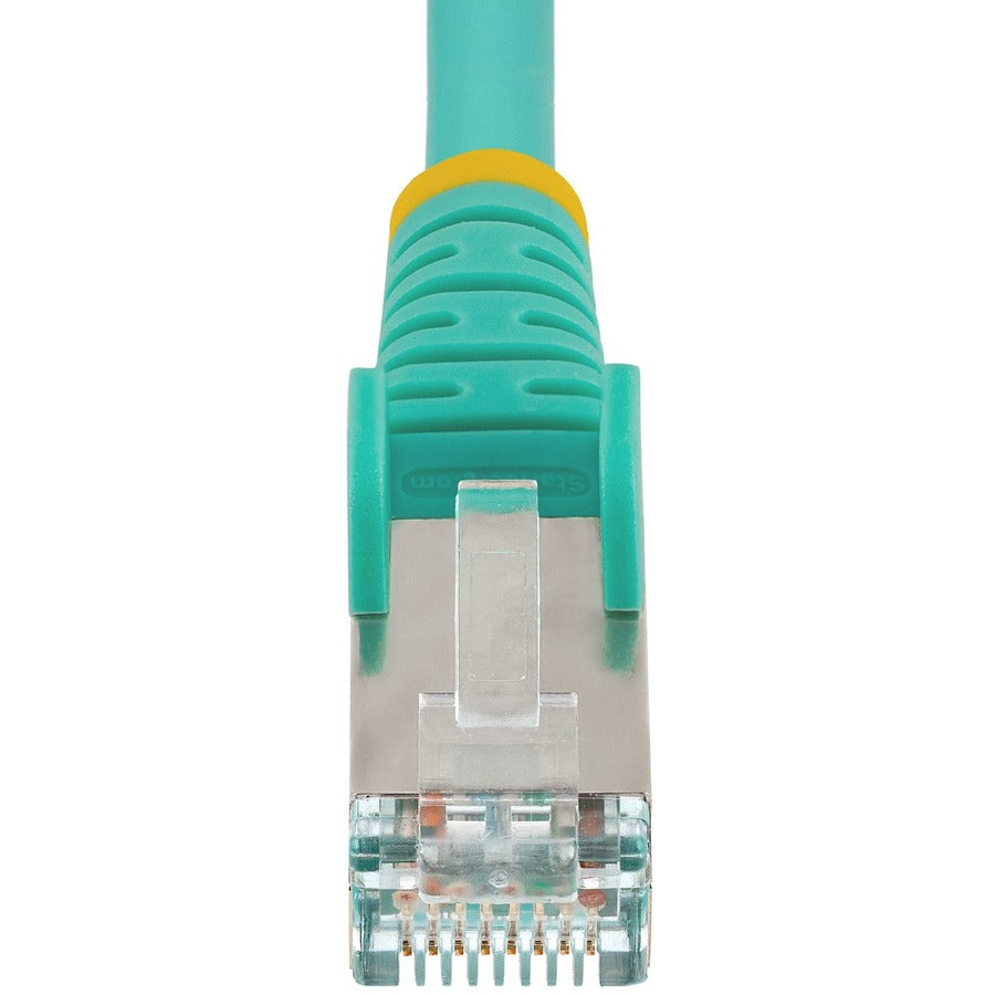 Alternate-Image3 Image for StarTech.com 25ft CAT6a Ethernet Cable, Aqua Low Smoke Zero Halogen (LSZH) 10 GbE 100W PoE S/FTP Snagless RJ-45 Network Patch Cord