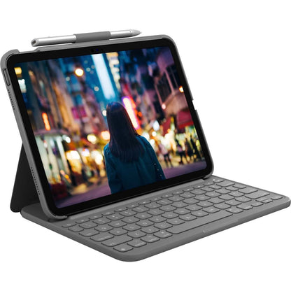 Main Image for Logitech Slim Folio Keyboard Case for iPad (10th gen & A16) with Integrated Bluetooth Wireless Keyboard, Oxford Gray