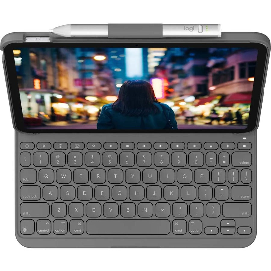 Alternate-Image2 Image for Logitech Slim Folio Keyboard Case for iPad (10th gen & A16) with Integrated Bluetooth Wireless Keyboard, Oxford Gray