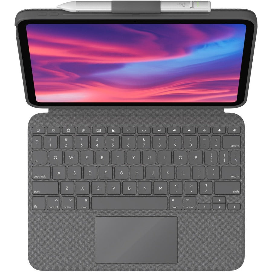 Top Image for Logitech Combo Touch Keyboard/Cover Case (Folio) for 10.9" Apple, Logitech iPad (10th Generation &A16) Tablet - Oxford Gray