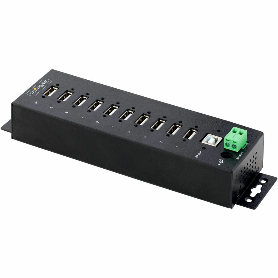 Alternate-Image1 Image for StarTech.com 10-Port Industrial USB 2.0 HUB, Rugged USB Hub w/ESD Level 4 Protection, DIN/Wall/Desk Mountable USB-A Hub, USB Expansion Hub