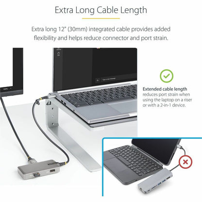 Alternate-Image3 Image for StarTech USB-C Multiport Adapter, 4K 60Hz HDMI, 3-Port USB Hub, 100W Power Delivery Pass-Through, Mini Dock, Windows/macOS/ChromeOS