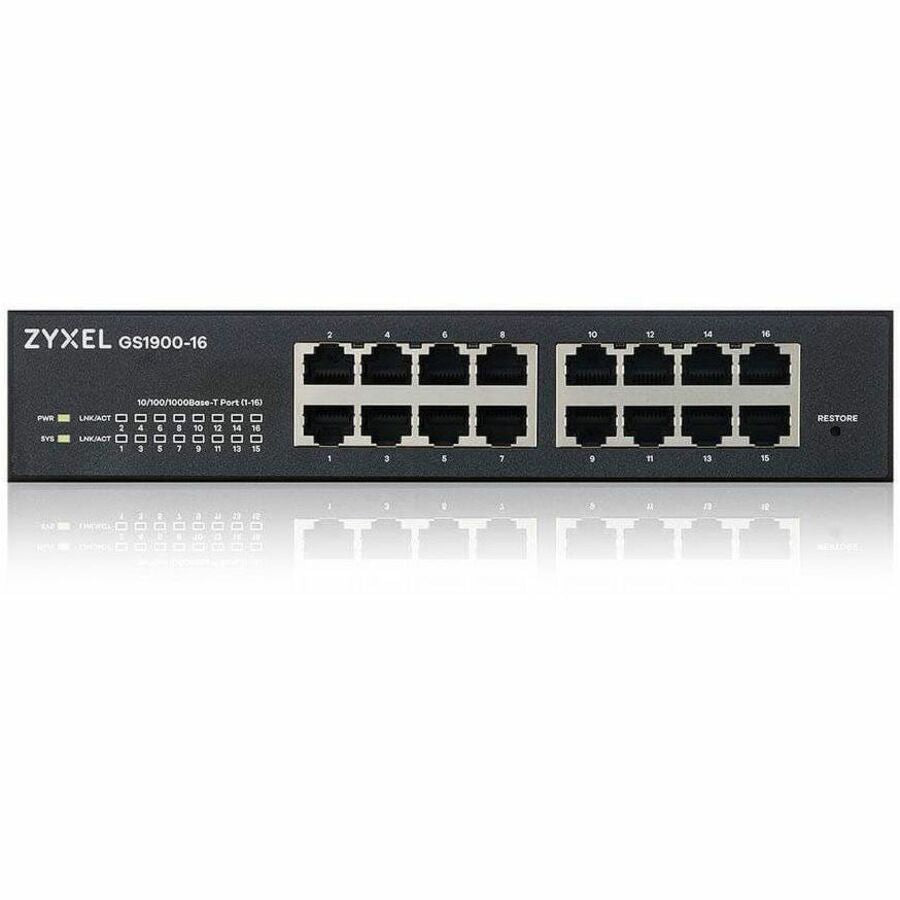 Alternate-Image2 Image for ZYXEL GS1900-16 REV 03F 16-Port Gigabit Smart Managed Switch | Fanless
