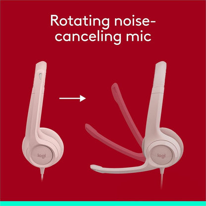 Alternate-Image2 Image for Logitech H390 USB-A Computer Headset, Rose