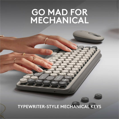 Life-Style Image for Logitech POP Keys Mechanical Wireless Keyboard with Customizable Emoji Keys, Compact Design, Bluetooth, Mist