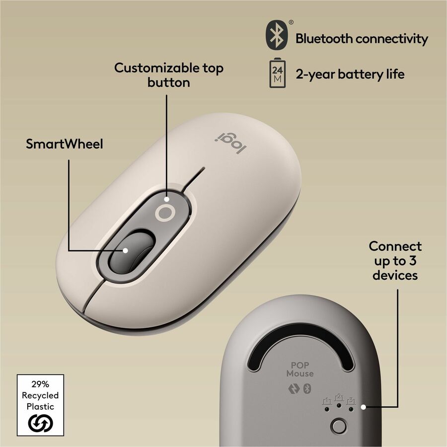 Alternate-Image5 Image for Logitech POP Mouse, Wireless Mouse with Customizable Emojis, SilentTouch Technology, Precision/Speed Scroll - Mist