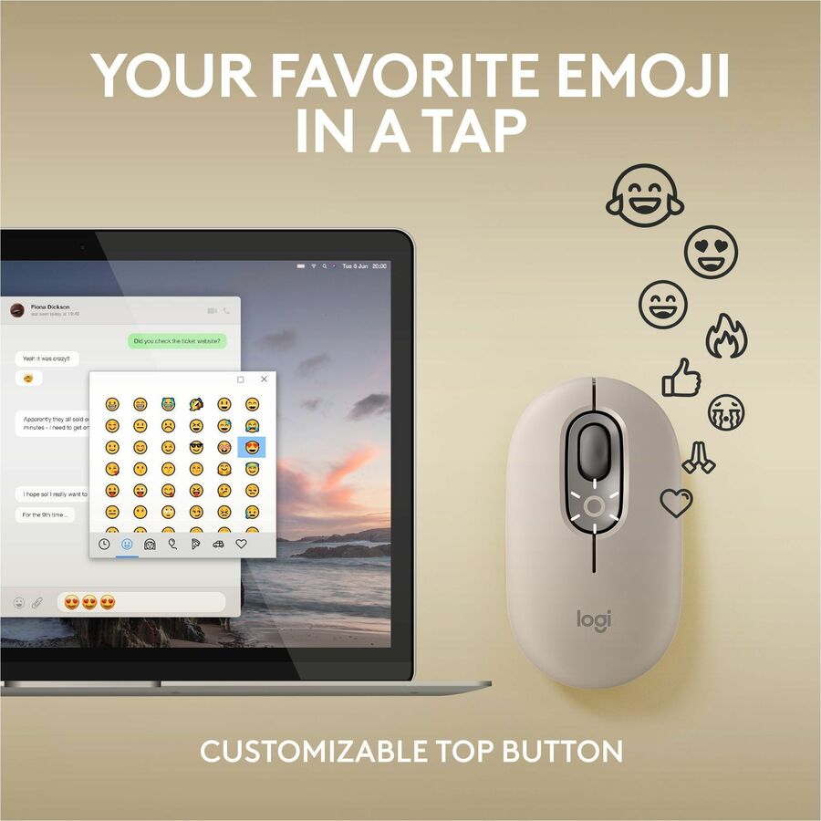 Alternate-Image2 Image for Logitech POP Mouse, Wireless Mouse with Customizable Emojis, SilentTouch Technology, Precision/Speed Scroll - Mist