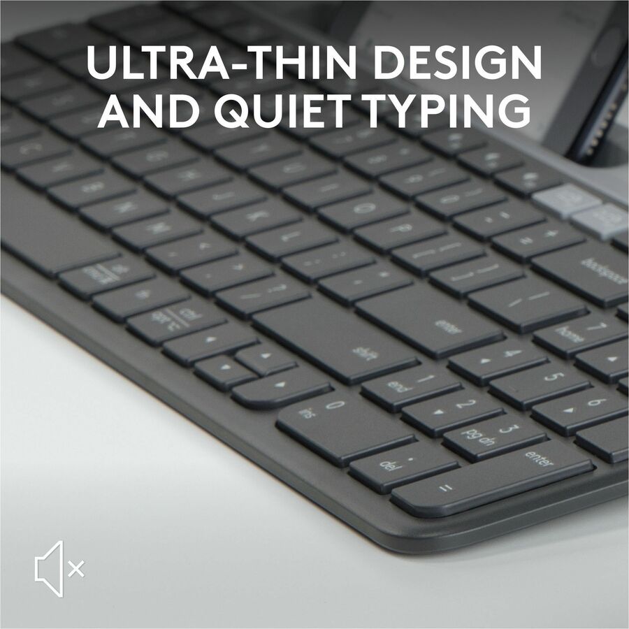 Alternate-Image3 Image for Logitech K585 Multi-Device Slim Wireless Keyboard, Built-in Cradle for device, Bluetooth/Receiver, Easy Switch, Graphite