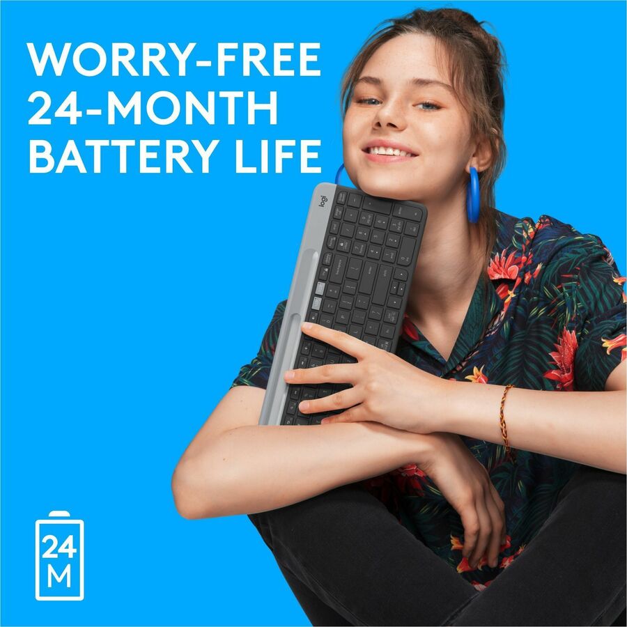 Alternate-Image6 Image for Logitech K585 Multi-Device Slim Wireless Keyboard, Built-in Cradle for device, Bluetooth/Receiver, Easy Switch, Graphite
