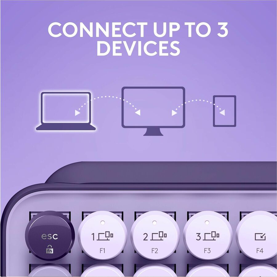 Alternate-Image7 Image for Logitech POP Keys Mechanical Wireless Keyboard with Customizable Emoji Keys, Compact Design, Bluetooth, Cosmos