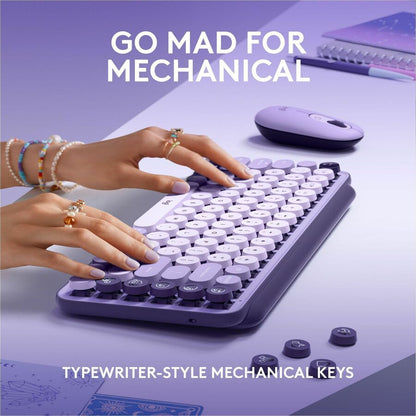 Life-Style Image for Logitech POP Keys Mechanical Wireless Keyboard with Customizable Emoji Keys, Compact Design, Bluetooth, Cosmos