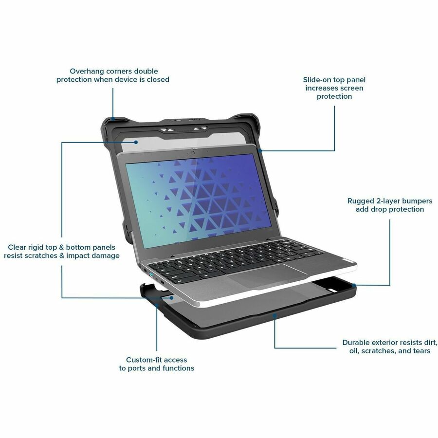 Alternate-Image1 Image for MAXCases Extreme Shell-F Slide Case for Dell 3330 & 3340 Windows Clamshell 13.3" (Gray/Clear)