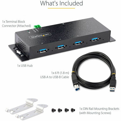 Alternate-Image3 Image for StarTech.com 4-Port Industrial USB 3.0 5Gbps Hub, Rugged USB Hub with ESD Protection, DIN/Wall/Desk Mountable, USB-A Expansion Hub, TAA