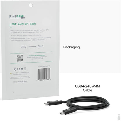 Alternate-Image6 Image for Plugable USB4 Cable with 240W Charging, 3.3 Feet (1M), USB-IF Certified