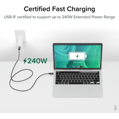 Alternate-Image1 Image for Plugable USB4 Cable with 240W Charging, 3.3 Feet (1M), USB-IF Certified