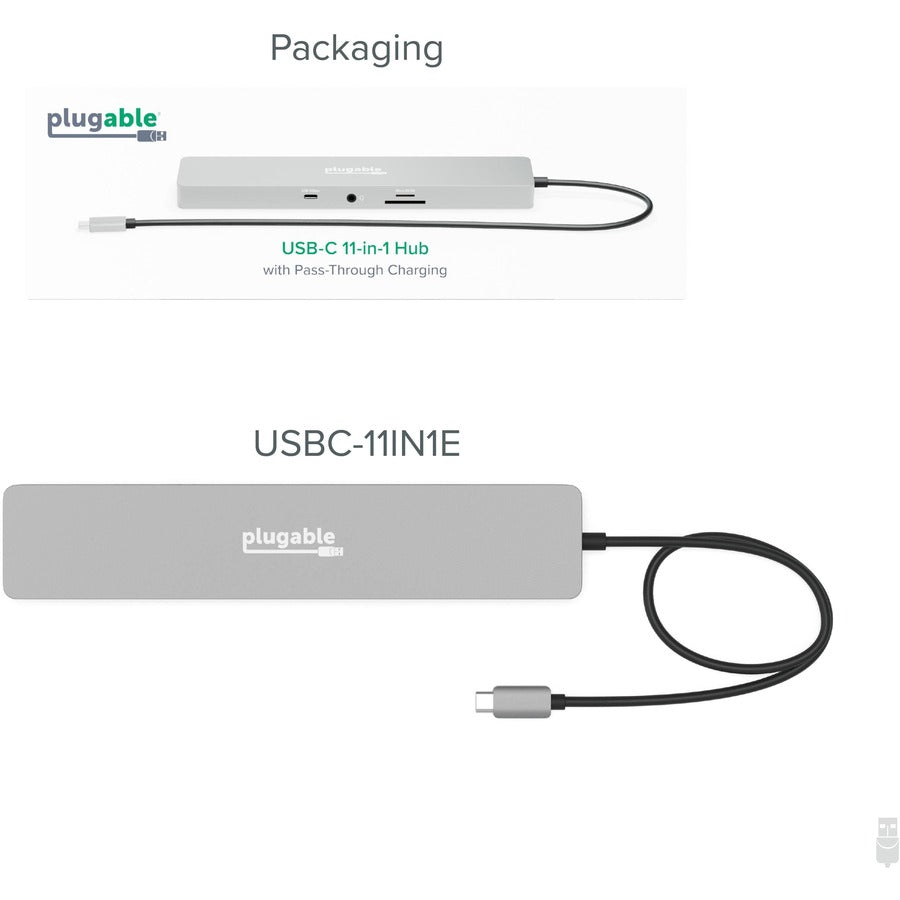Alternate-Image6 Image for Plugable 11-in-1 USB-C Hub 100W USB-C Pass-through, Laptop Docking Station Dual Monitor with 4K 60Hz HDMI