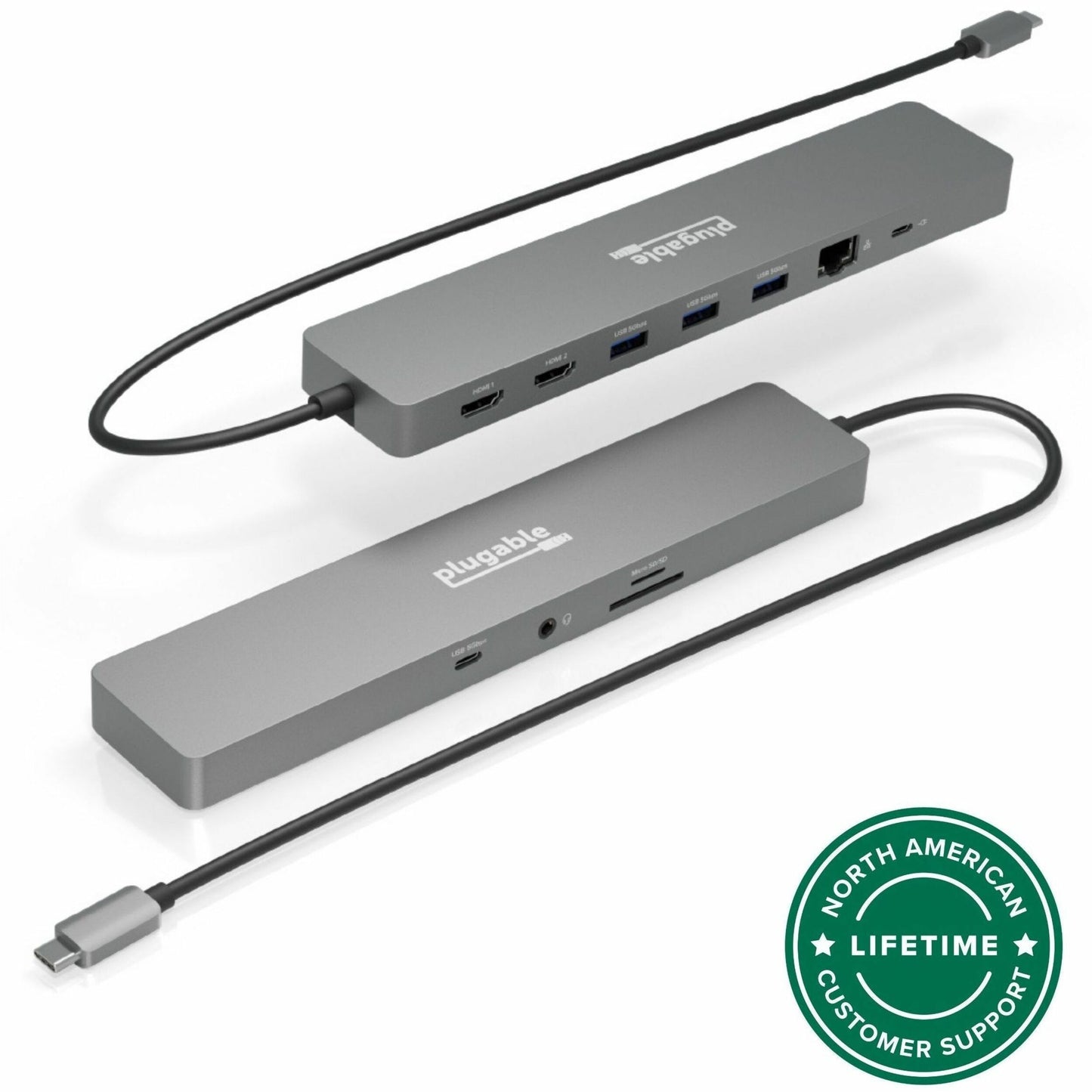 Main Image for Plugable 11-in-1 USB-C Hub 100W USB-C Pass-through, Laptop Docking Station Dual Monitor with 4K 60Hz HDMI