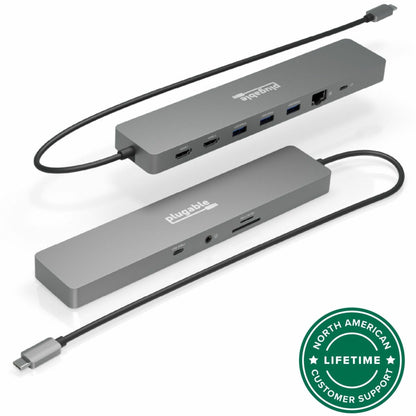 Main Image for Plugable 11-in-1 USB-C Hub 100W USB-C Pass-through, Laptop Docking Station Dual Monitor with 4K 60Hz HDMI