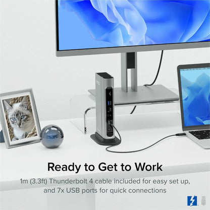 Alternate-Image6 Image for Plugable 16-in-1 Thunderbolt 4 Dock with 100W Charging, 4K Quad Monitor Setup for Thunderbolt 4 Windows Laptops