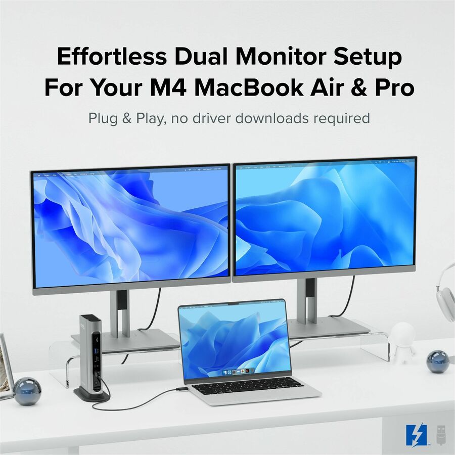 Alternate-Image2 Image for Plugable 16-in-1 Thunderbolt 4 Dock with 100W Charging, 4K Quad Monitor Setup for Thunderbolt 4 Windows Laptops