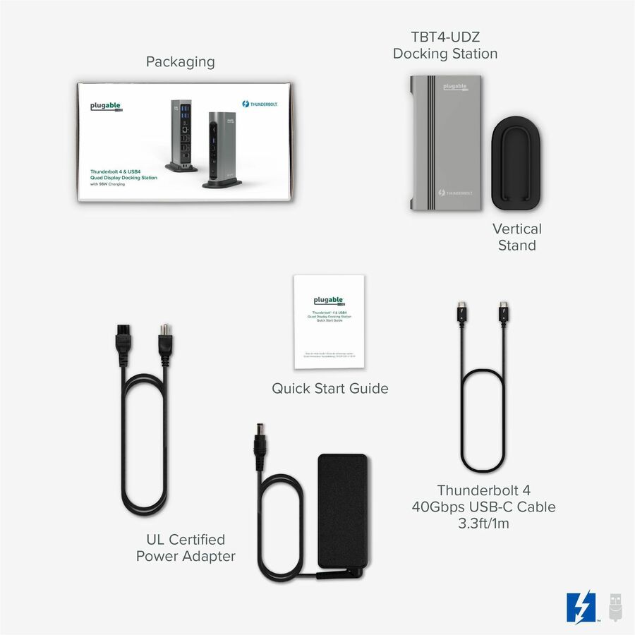 Alternate-Image7 Image for Plugable 16-in-1 Thunderbolt 4 Dock with 100W Charging, 4K Quad Monitor Setup for Thunderbolt 4 Windows Laptops