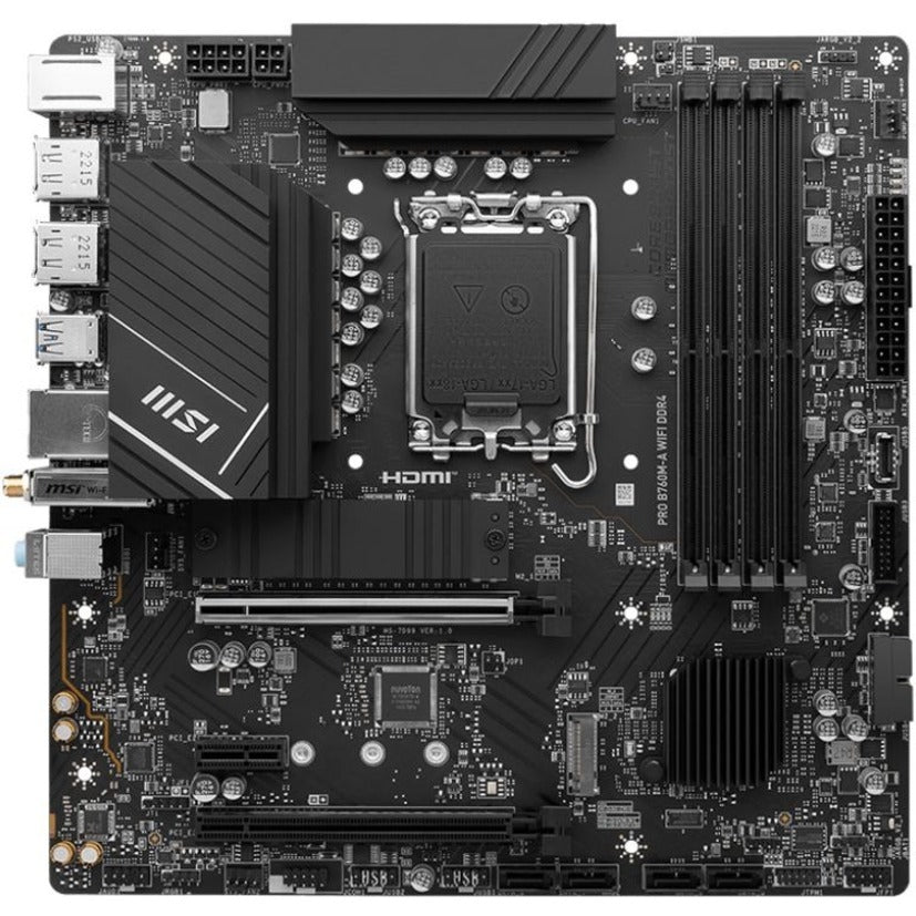 Alternate-Image1 Image for MSI Pro B760M-A WIFI DDR4 Gaming Desktop Motherboard - Intel B760 Chipset - Socket LGA-1700 - Micro ATX