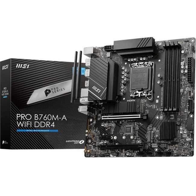 Main Image for MSI Pro B760M-A WIFI DDR4 Gaming Desktop Motherboard - Intel B760 Chipset - Socket LGA-1700 - Micro ATX