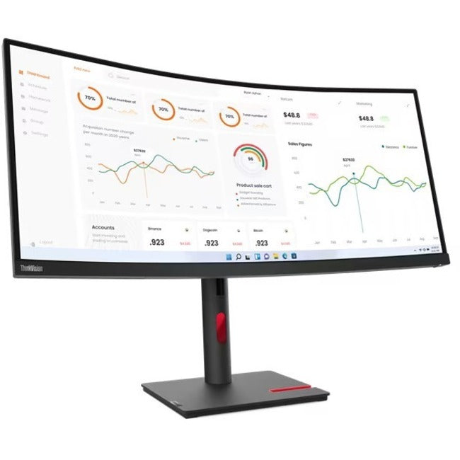 Main Image for Lenovo ThinkVision T34w-30 34" Class UW-QHD Curved Screen LED Monitor - 21:9 - Raven Black