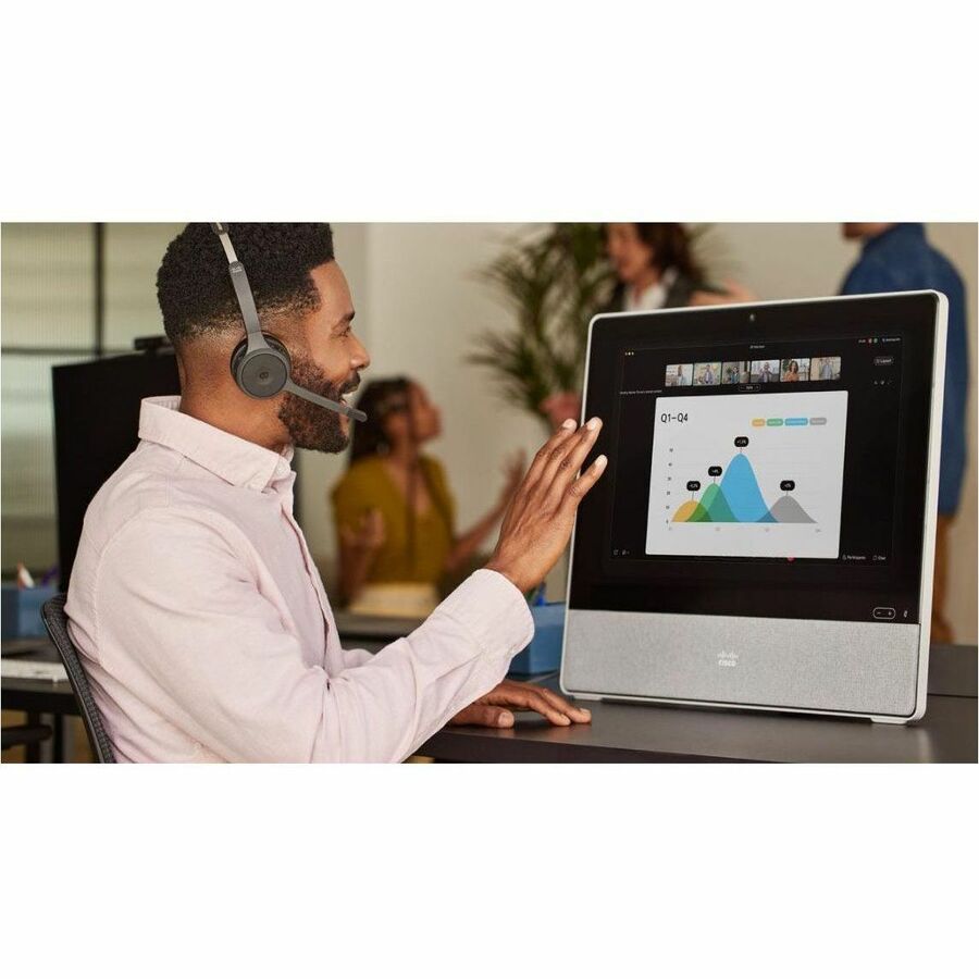 Life-Style Image for Cisco Dual-Ear, Carbon Black Headset Bundle Certified For Microsoft Teams