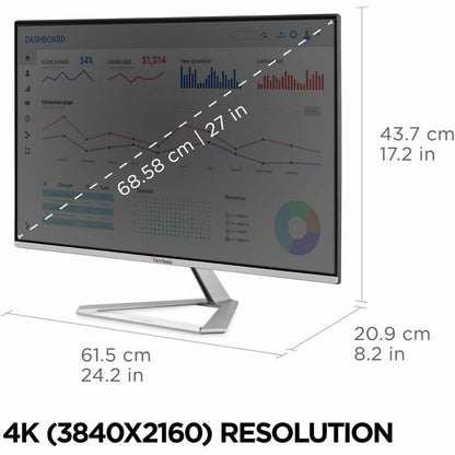 Alternate-Image6 Image for ViewSonic VX2776-4K-MHDU 27 Inch 4K Monitor, IPS with 65W USB-C and HDR10 for Ultimate Home and Office Entertainment, Ultra-Thin Bezels, DisplayPort for Daisy Chain, and HDMI Inputs