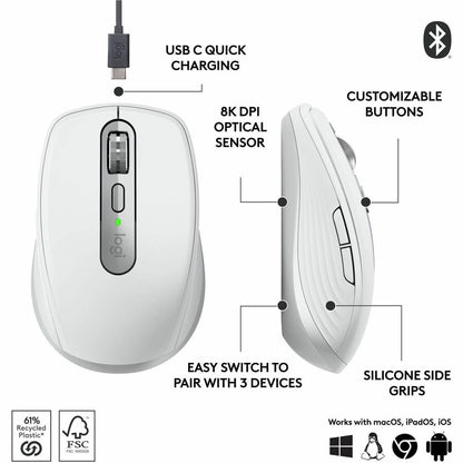 Alternate-Image5 Image for Logitech MX Anywhere 3S Compact Wireless Mouse, Fast Scrolling, 8K DPI Any-Surface Tracking, Quiet Clicks, Pale Gray