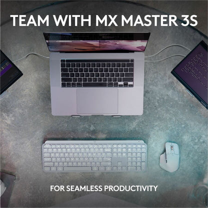 Alternate-Image7 Image for Logitech MX Keys S Wireless Keyboard, Low Profile, Fluid Precise Quiet Typing, USB C Rechargeable, Pale Gray