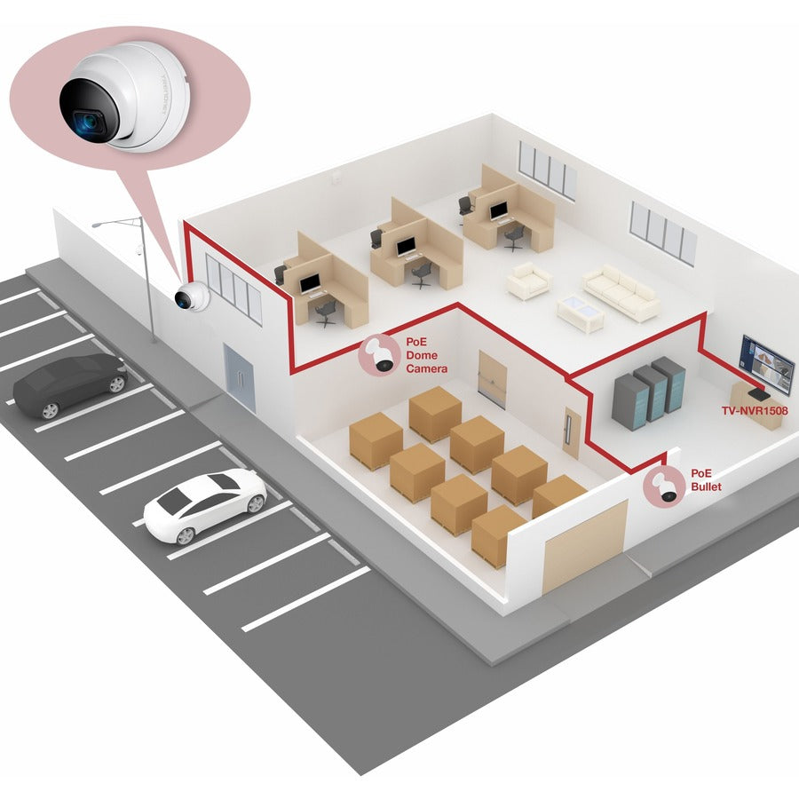 Alternate-Image2 Image for TRENDnet Indoor Outdoor 5MP H.265 PoE IR Fixed Turret Network Camera, IP66 Rated Housing, IR Night Vision up to 30m (98 ft.), Security Surveillance Camera, microSD Card Slot, White, TV-IP1515PI