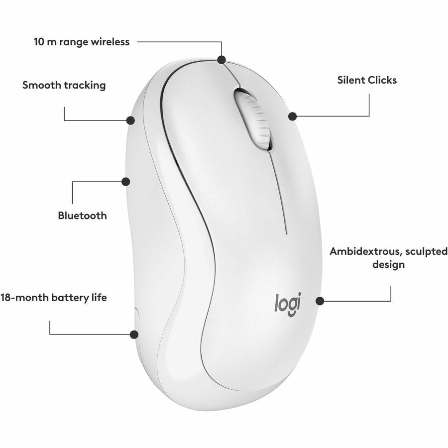 Alternate-Image6 Image for Logitech M240 Silent Bluetooth Mouse, Wireless, Compact, Portable, Smooth Tracking, Off-white