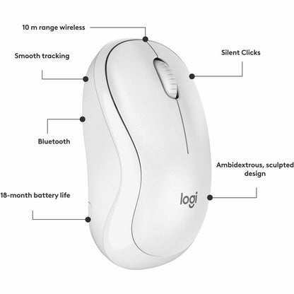 Alternate-Image6 Image for Logitech M240 Silent Bluetooth Mouse, Wireless, Compact, Portable, Smooth Tracking, Off-white