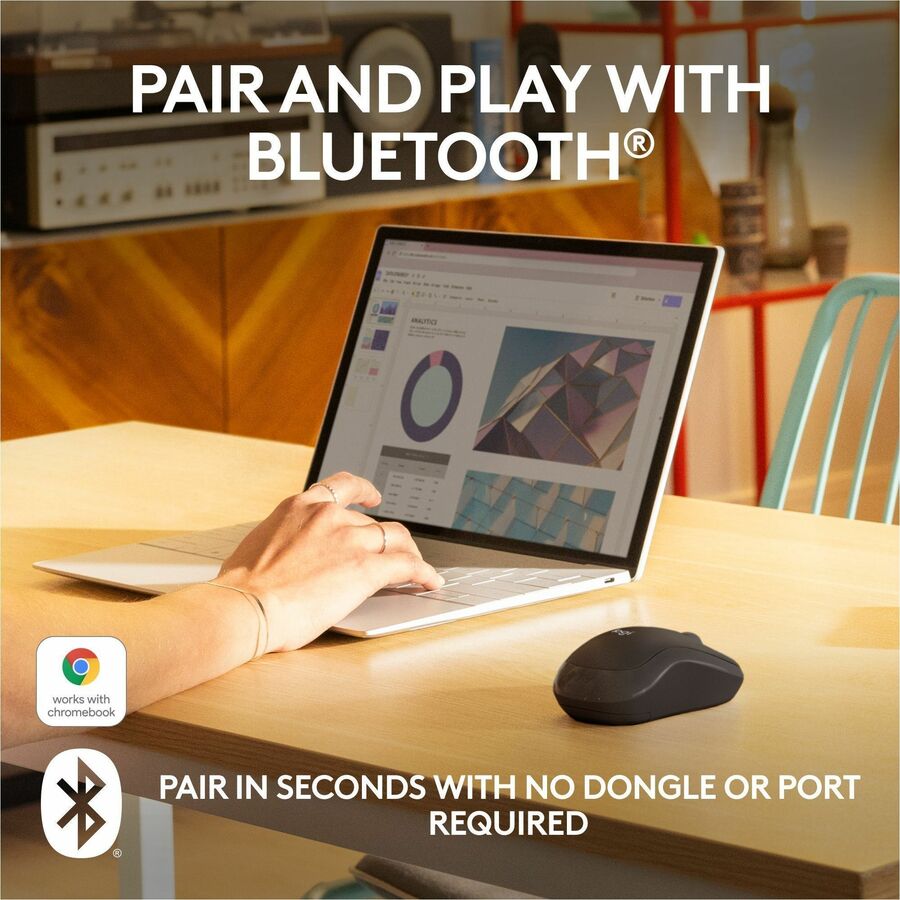 Alternate-Image1 Image for Logitech M240 Silent Bluetooth Mouse, Wireless, Compact, Portable, Smooth Tracking, Graphite