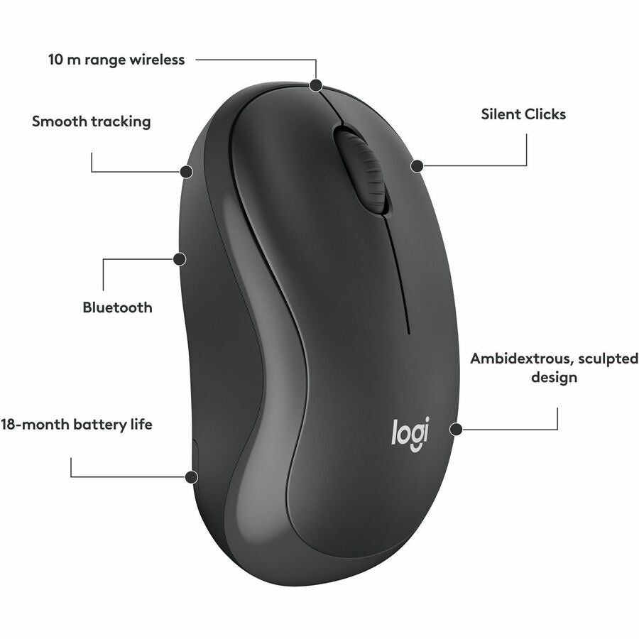 Alternate-Image6 Image for Logitech M240 Silent Bluetooth Mouse, Wireless, Compact, Portable, Smooth Tracking, Graphite