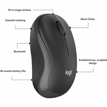 Alternate-Image6 Image for Logitech M240 Silent Bluetooth Mouse, Wireless, Compact, Portable, Smooth Tracking, Graphite