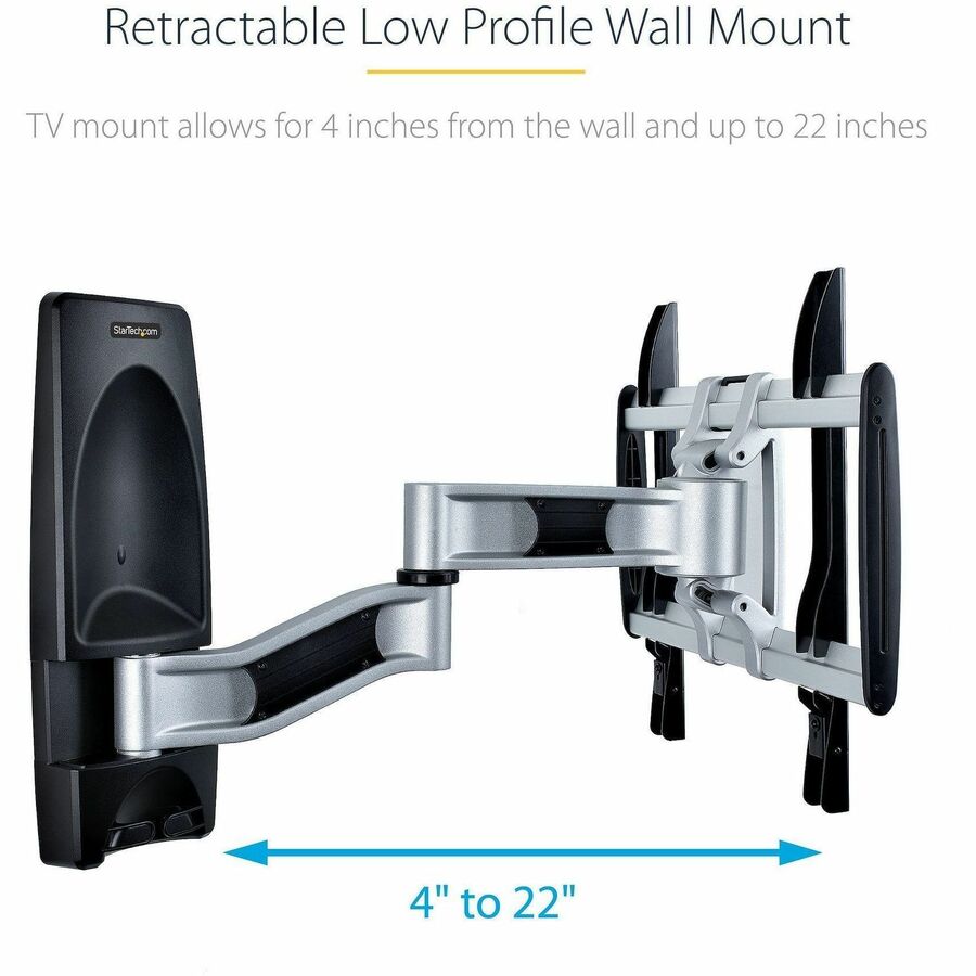 Alternate-Image4 Image for StarTech.com Articulating TV Wall Mount, VESA Wall Mount TV Bracket for 65 inch/99lb/Curved TVs, Corner Adjustable Low Profile Wall Mount