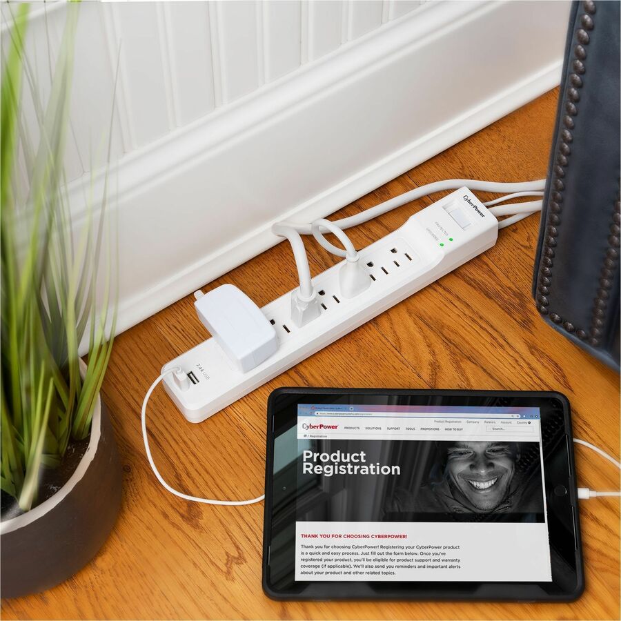 Alternate-Image8 Image for CyberPower P704URC1 Home and Office 7 - Outlet Surge Protector with 2000 J Surge Suppression