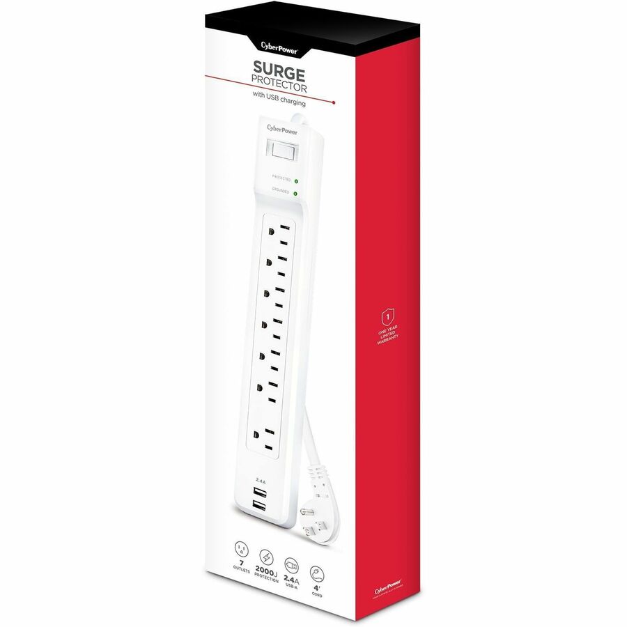 Alternate-Image6 Image for CyberPower P704URC1 Home and Office 7 - Outlet Surge Protector with 2000 J Surge Suppression