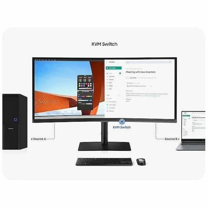 Alternate-Image5 Image for Samsung ViewFinity S6 S34C654VAN 34" Class Webcam UW-QHD Curved Screen LCD Monitor - 21:9 - Black