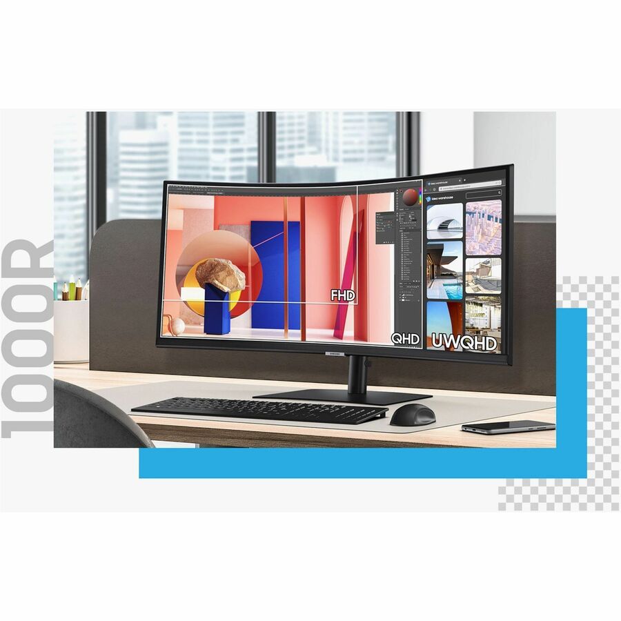 Life-Style Image for Samsung ViewFinity S6 S34C654VAN 34" Class Webcam UW-QHD Curved Screen LCD Monitor - 21:9 - Black