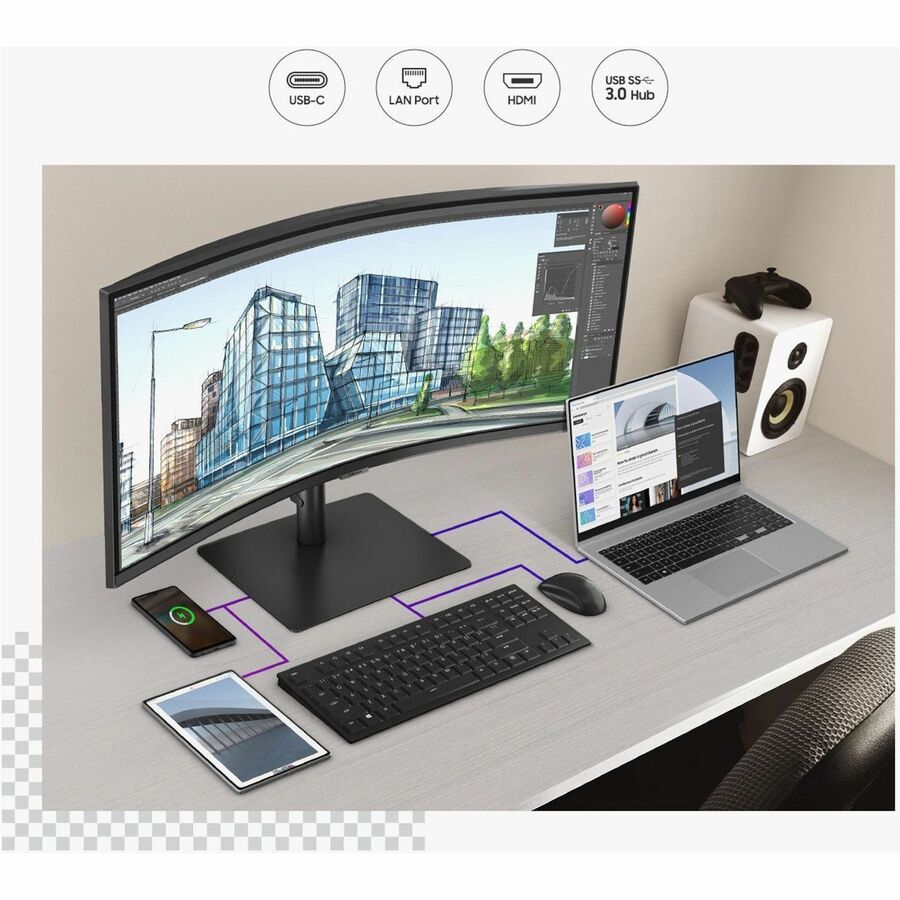 Alternate-Image8 Image for Samsung ViewFinity S6 S34C654VAN 34" Class Webcam UW-QHD Curved Screen LCD Monitor - 21:9 - Black