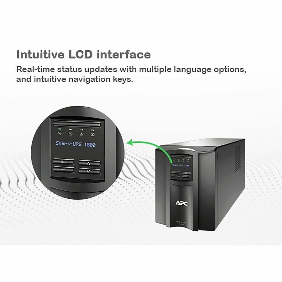 Alternate-Image1 Image for APC Smart-UPS, Line Interactive, 1500VA, Tower, 120V, 8x NEMA 5-15R outlets, SmartConnect Port+Network Card, AVR, LCD