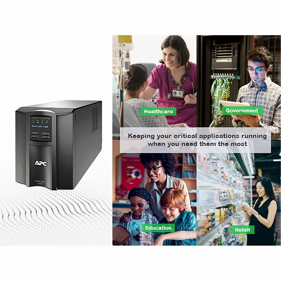 Alternate-Image5 Image for APC Smart-UPS, Line Interactive, 1500VA, Tower, 120V, 8x NEMA 5-15R outlets, SmartConnect Port+Network Card, AVR, LCD