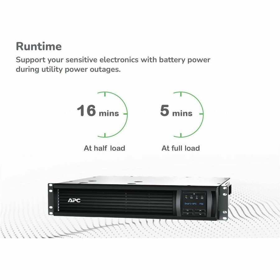 Alternate-Image2 Image for APC Smart-UPS, Line Interactive, 750VA, Rackmount 2U, 120V, 6x NEMA 5-15R outlets, SmartConnect Port+Network Card, AVR, LCD