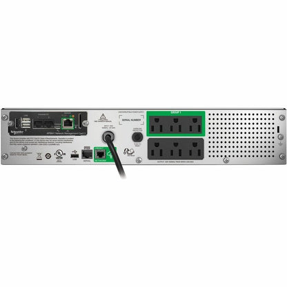 Rear Image for APC Smart-UPS, Line Interactive, 750VA, Rackmount 2U, 120V, 6x NEMA 5-15R outlets, SmartConnect Port+Network Card, AVR, LCD